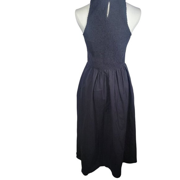 Madewell  The Melody Black Smocked Cotton Sleeveless Midi Tank Dress Size XS - Picture 5 of 8